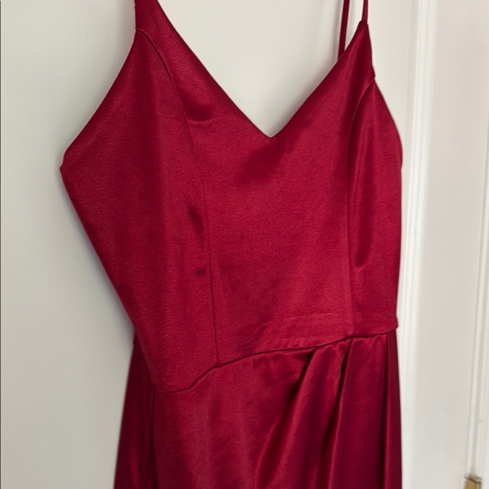 Lulu's Red Ruched Wrap Mini Dress - Picture 2 of 6